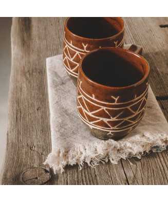 Czerwona Rustykalna Filiżanka Inuit Etno 250 ml Jira Ceramics