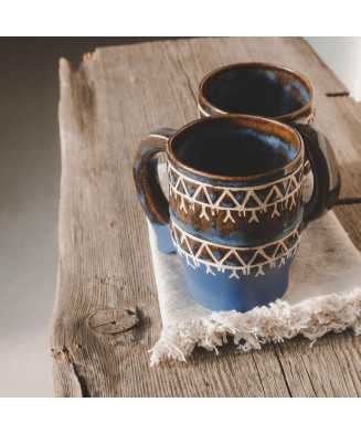 Blue Rustic Inuit Ethno Mug 350ml Jira Ceramics