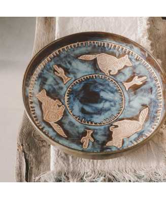 Blue Rustic Coyote Bowl 23 cm - Jira Ceramics