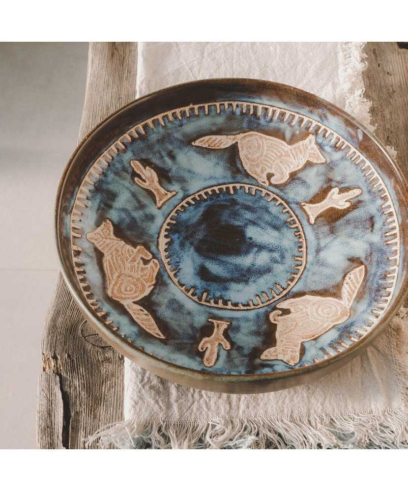 Blue Rustic Coyote Bowl 23 cm - Jira Ceramics