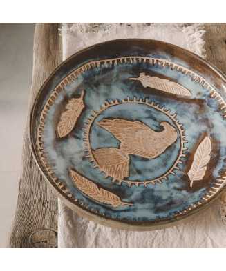 Niebieska Rustykalna Misa Orzeł 23 cm - Jira Ceramics