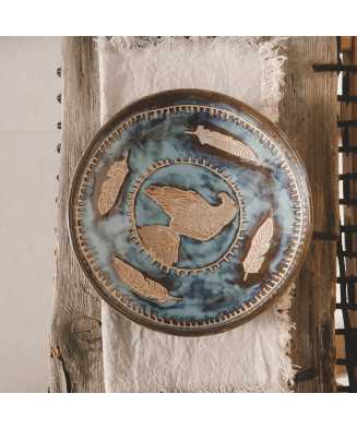 Blue Rustic Eagle Bowl 23 cm - Jira Ceramics