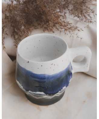 Niebieski Rustykalny Kubek Zorza Polarna 400ml - Jira Ceramics