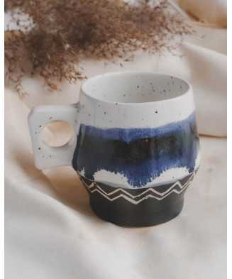 Niebieski Rustykalny Kubek Zorza Polarna 400ml - Jira Ceramics