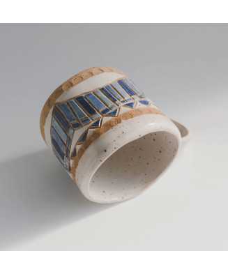 White Rustic Native American Mug 250ml - Jira Ceramics