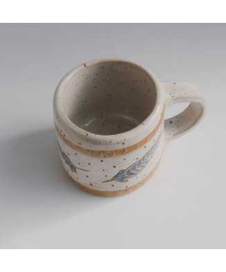 White Native American Feather Mug 240ml - Jira Ceramics