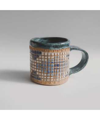 Blue Native American Mug 330ml - Jira Ceramics
