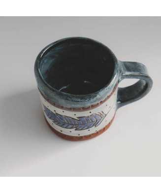 Niebieski Kubek Indiański Szamański z Piórami 250ml - Jira Ceramics