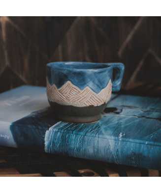 Niebieska Rustykalna Filiżanka Góry 250ml - Jira Ceramics
