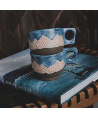 Blue Rustic Mountain Cup 250ml - Jira Ceramics