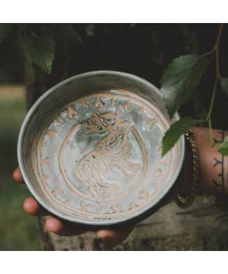 Szara Rustykalna Miska z Reniferem 13,5 cm - Jira Ceramics