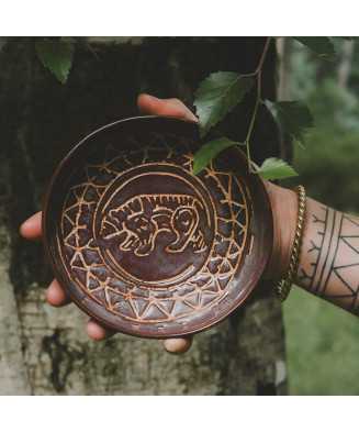 Fioletowa Rustykalna Miseczka Niedźwiedź 13,5cm - Jira Ceramics