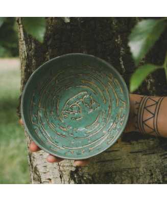 Zielona Rustykalna Miska Niedźwiedź 15,5 cm - Jira Ceramics