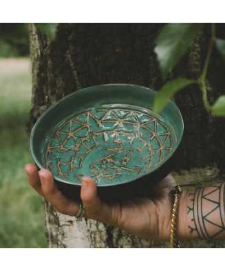 Zielona Rustykalna Miska Renifer 15,5 cm - Jira Ceramics