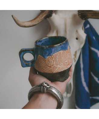 Blue Rustic Mountain Bison Mug 400ml