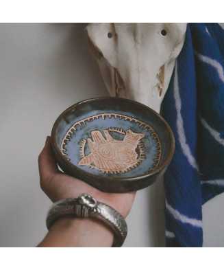 Niebieska Rustykalna Miska z Kojotem 13,5 cm